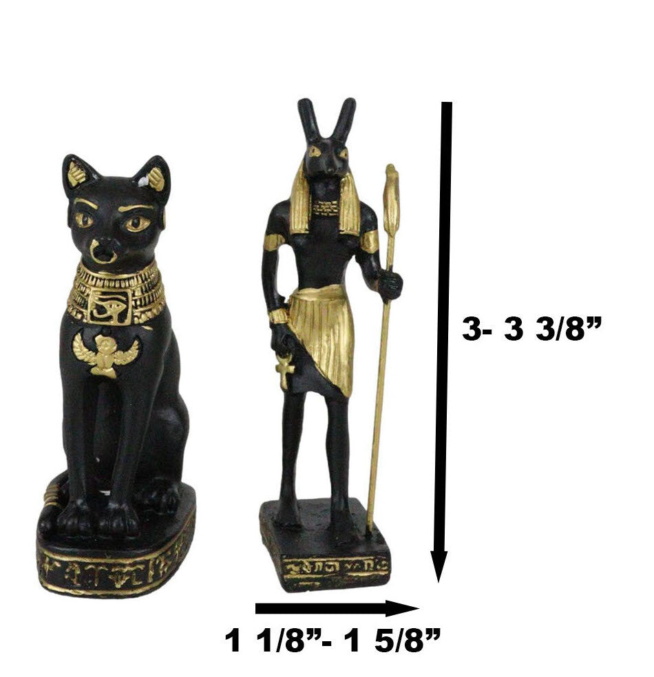 Egyptian Gods Anubis Osiris Seth Horus Bastet Thoth Miniature Statues Set of 6