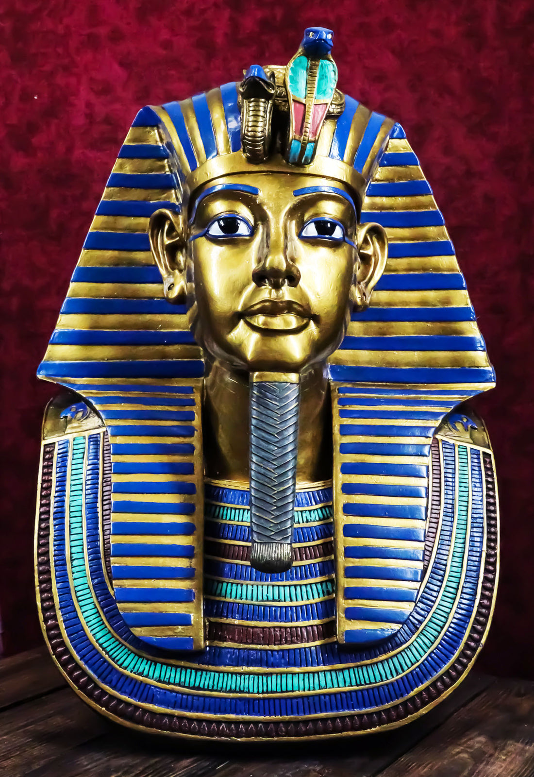 Large 18.75"H Ancient Egyptian King Tut Bust Statue Burial Mask Nemes Figurine