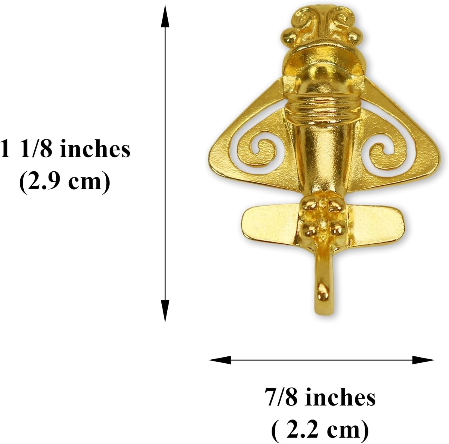 Quimbaya Flyer Pin 24K Gold Finish Pre-Colombian Ancient Alien Artifact Lapel, H