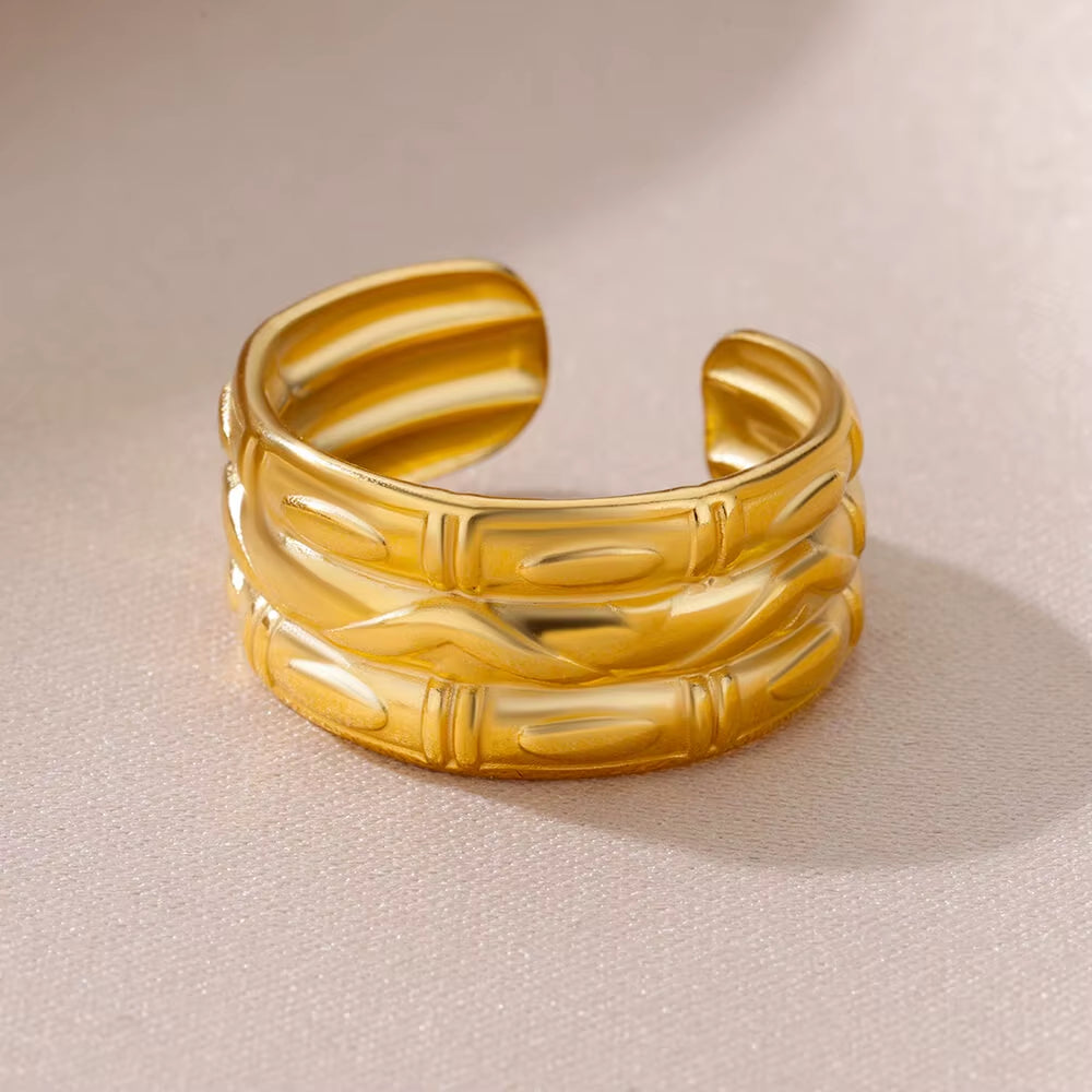 Rings for Women Stainless Steel Evil Eye Gold Color Open Ethnic Ring New Wedding Aesthetic Waterproof Jewelry Accessories Gift