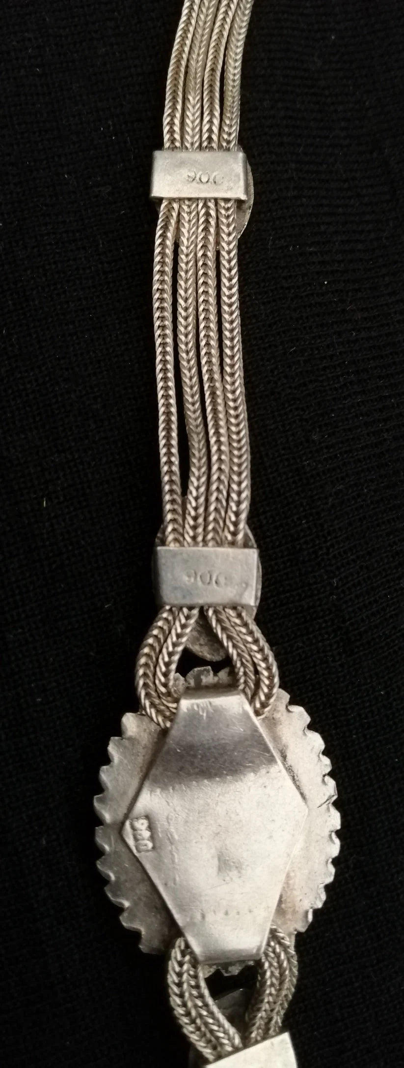 Byzantine Style Carnelian and Silver Multi-Strand Chain Bracelet