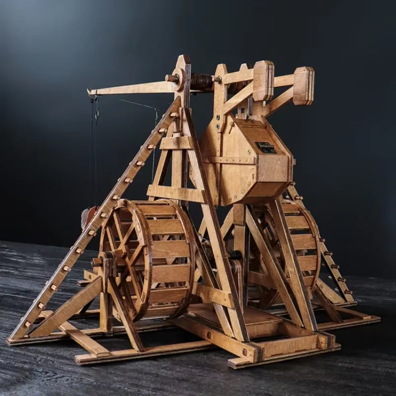 1:48 Rotary Counterweight Trebuchet Catapult DIY Ancient Chariot Model Siege Car Wooden 3D Puzzle Need Assembly