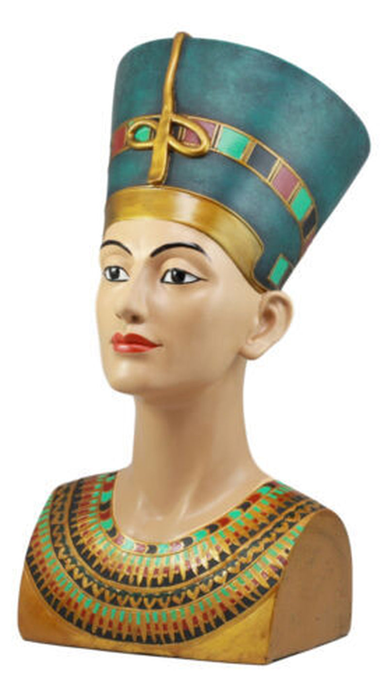 Ancient Egyptian Decorative Large Queen Nefertiti Bust 18" Tall Figurine Statue