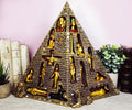 Egyptian Pyramid Statue with 16 Miniature Gods Anubis Osiris Isis Maat Bastet