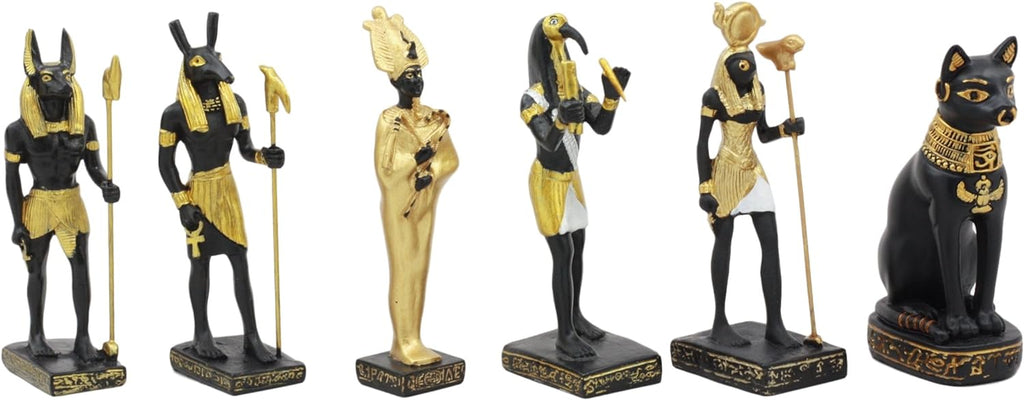 Ebros Egyptian Classical Deities Miniature Figurine Gods of Egypt Dollhouse Miniature Statue Legends of Ancient Egypt Educational Sculpture Collectible (Set of 6 Miniature Deities Assortment 2)