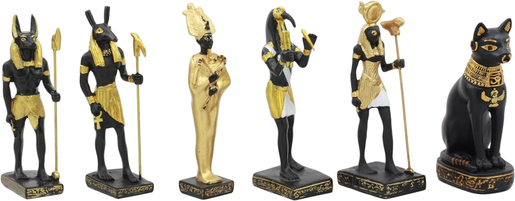 Ebros Egyptian Classical Deities Miniature Figurine Gods of Egypt Dollhouse Miniature Statue Legends of Ancient Egypt Educational Sculpture Collectible (Set of 6 Miniature Deities Assortment 2)