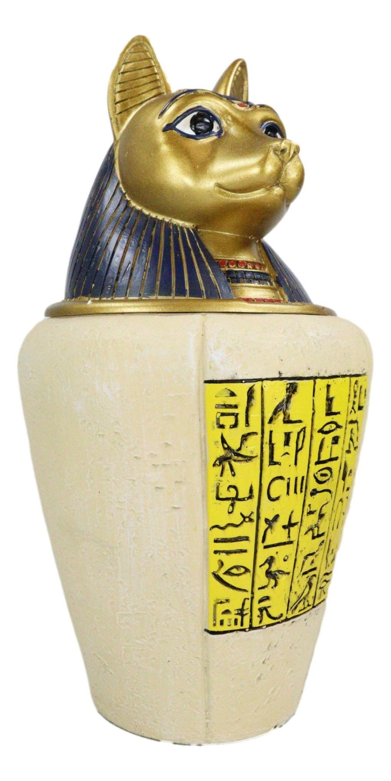 Ancient Egyptian Feline Cat Goddess Bastet Canopic Jar Memorial Urn Figurine
