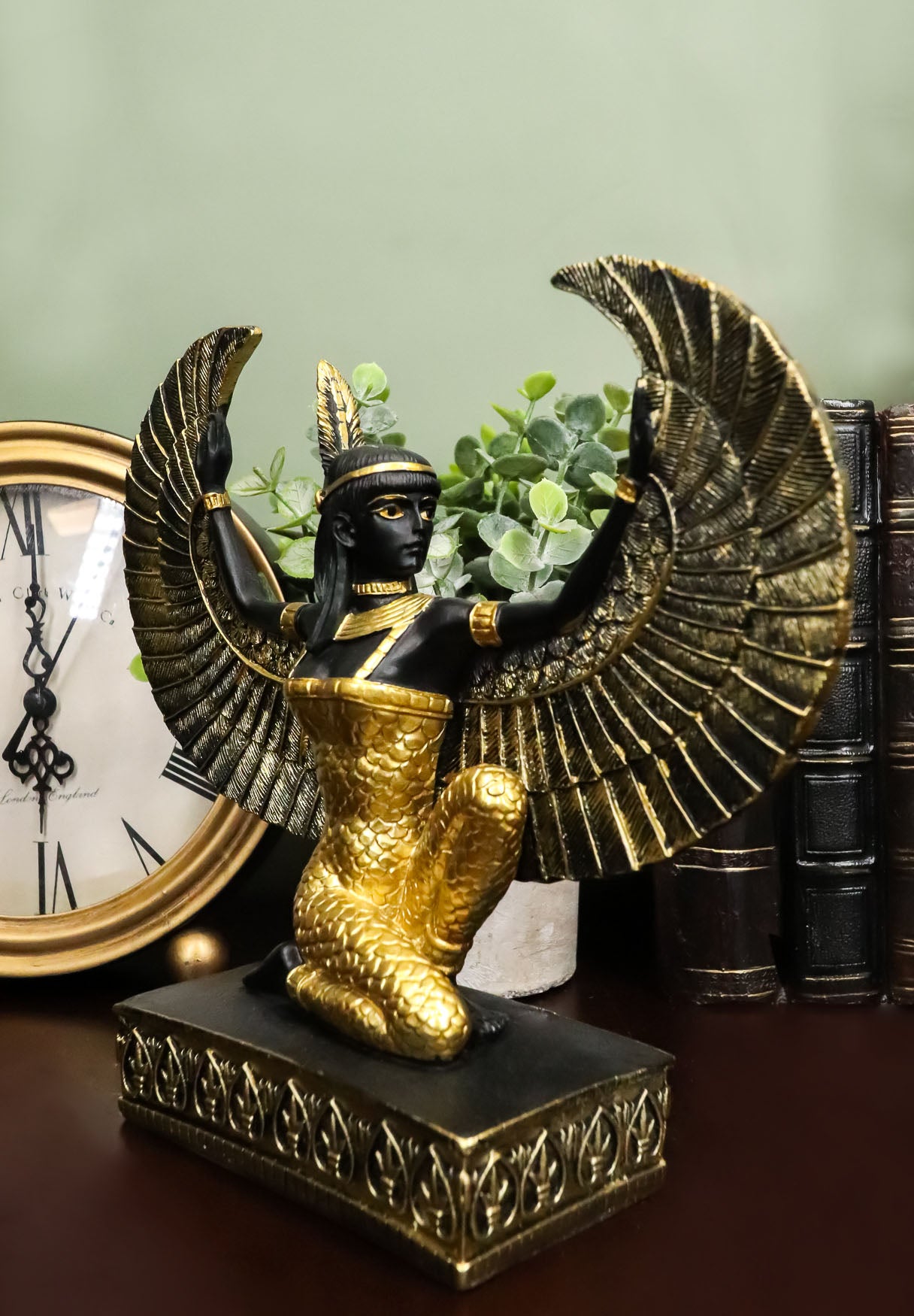 Ebros Egyptian Kneeling Goddess Maat with Open Wings Figurine 8.5" Long