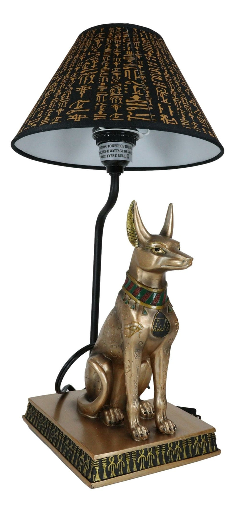 Bronzed Egyptian God of Afterlife Death and Mummies Anubis Table Lamp Statue