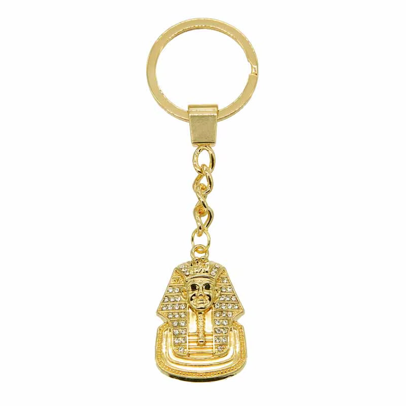 Egypt Pharaoh Sphinx Pendant Keychain Iced Out Bling Rhinestones Hip Hop Egyptian Key Chain Jewelry Wholesale