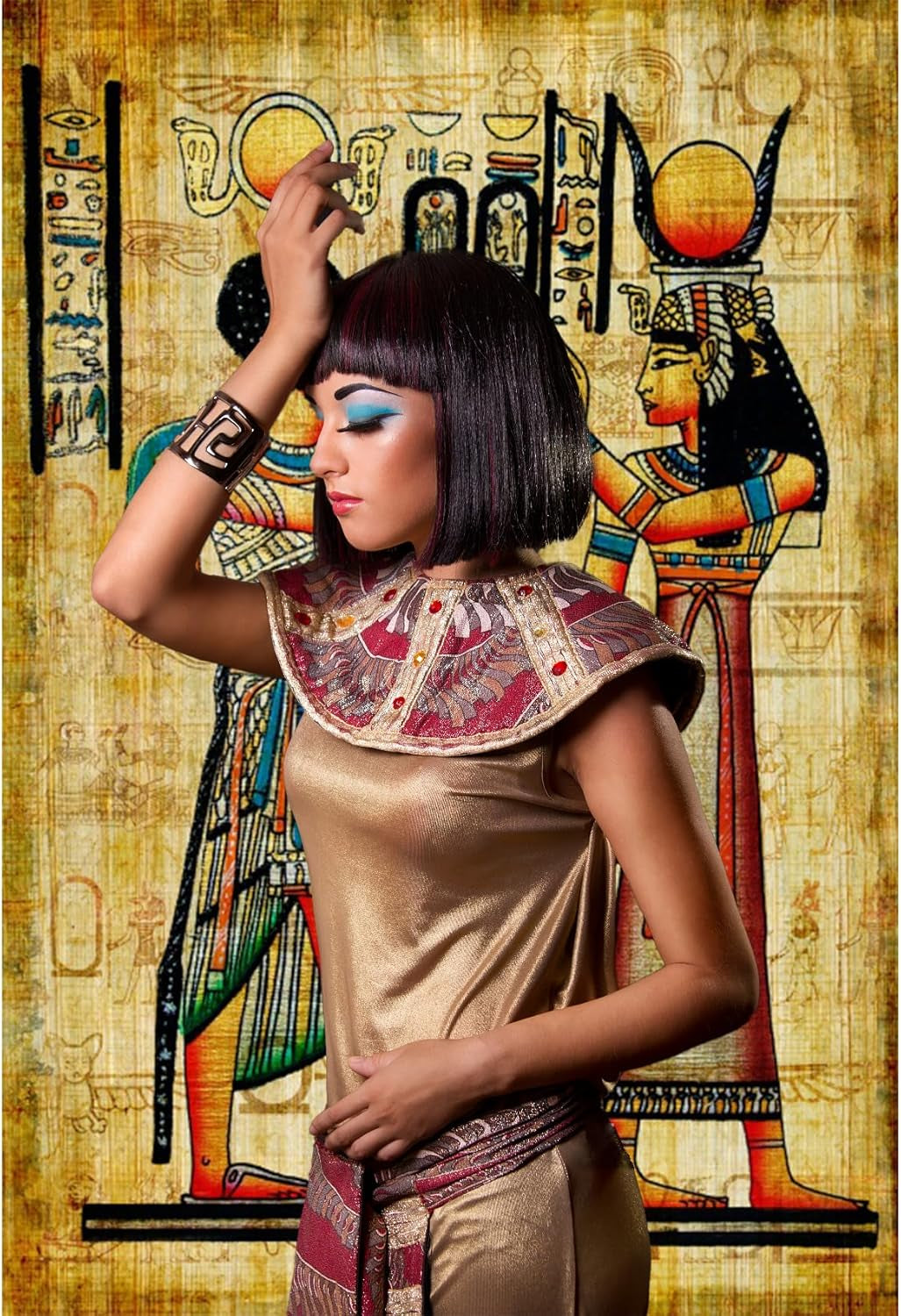 3X5Ft Ancient Egyptian Scroll Backdrop Egyptian Mural Photography Background Egypt Pharaohs History Painting Wall Ancient Temple Backdrop Photo Portraits Egypt Party Decor Wallpaper Props