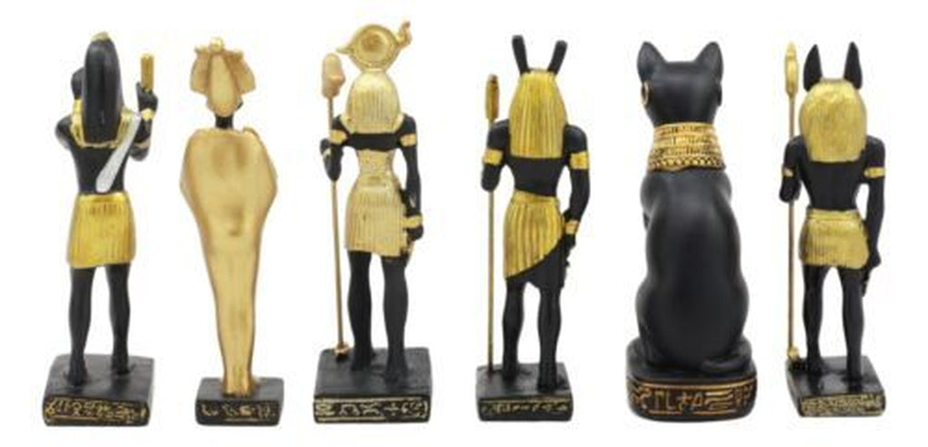 Egyptian Gods Anubis Osiris Seth Horus Bastet Thoth Miniature Statues Set of 6
