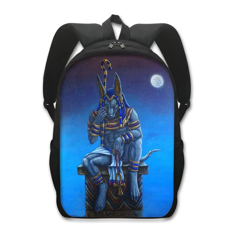 Egyptian Art Print Backpack for Teenager Boys Girls Children School Bags Egypt Pharaoh Anubis Canvas Book Bag Student Schoolbags