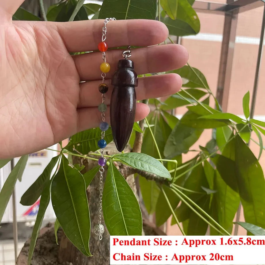 Natural Wooden Pendulum for Divination Dowsing Karnak Egyptian Wood Pendant Pendulums Chakra Chain Healing Spiritual Pendulos