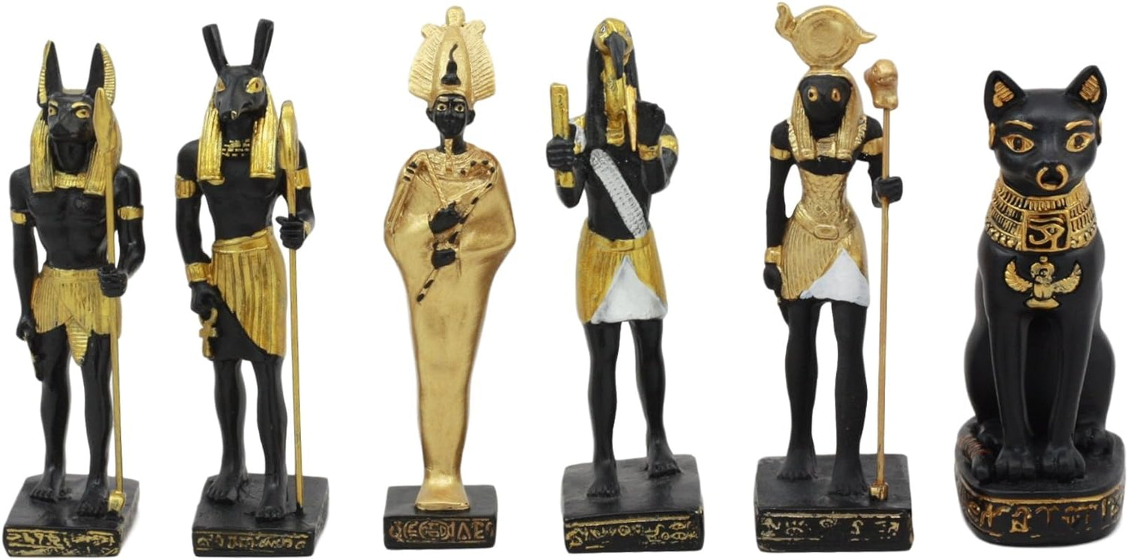 Ebros Egyptian Classical Deities Miniature Figurine Gods of Egypt Dollhouse Miniature Statue Legends of Ancient Egypt Educational Sculpture Collectible (Set of 6 Miniature Deities Assortment 2)