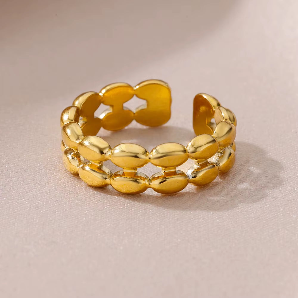 Rings for Women Stainless Steel Evil Eye Gold Color Open Ethnic Ring New Wedding Aesthetic Waterproof Jewelry Accessories Gift