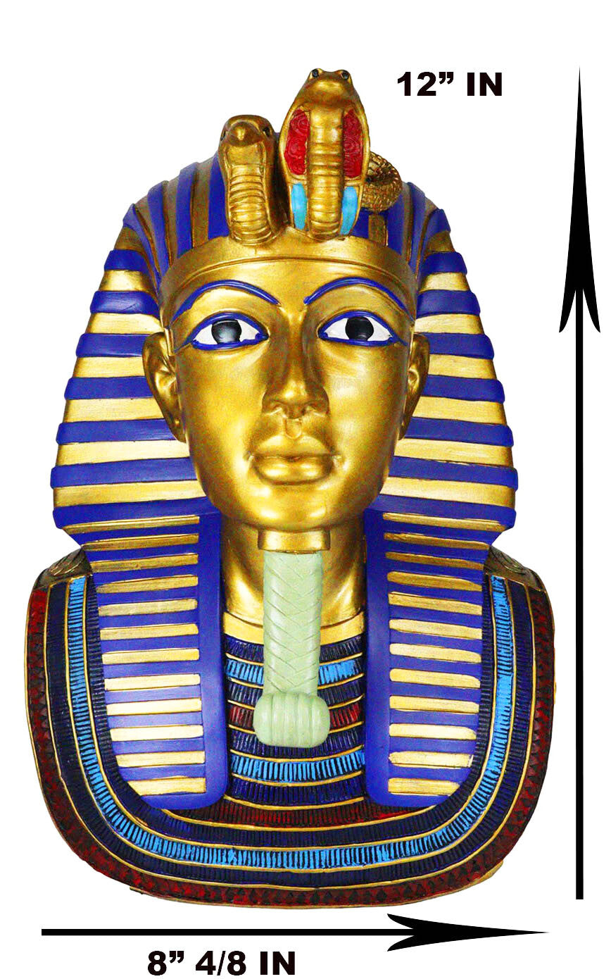 Ebros Large Cobra and Nemes Mask of Pharaoh Egyptian King Tut Bust Figurine 11"H