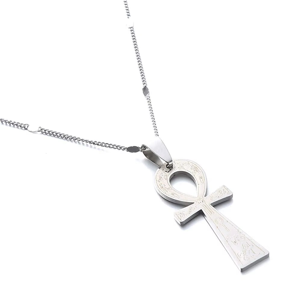 Stainless Steel Egyptian Ankh Cross Pendant Neckalce Ancient Symbol of Life Egypt Eye Jewelry