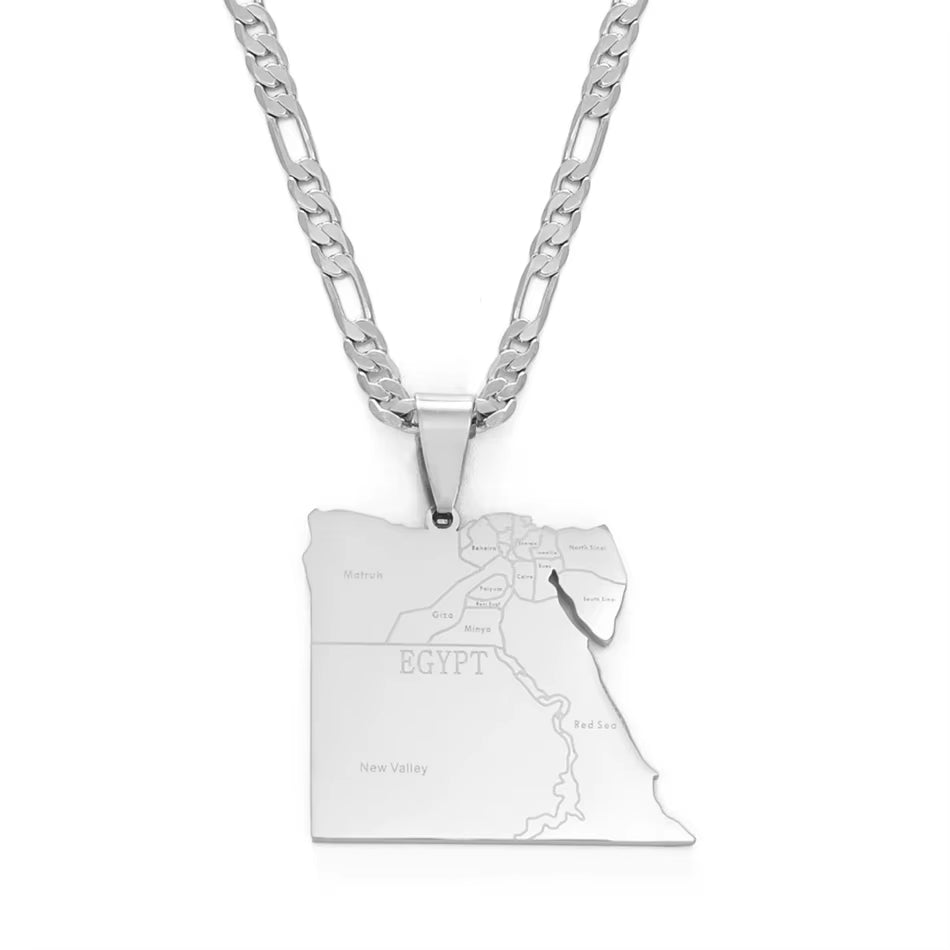 Country Egypt Map States Pendant Necklaces for Men Women Gold Color Jewelry Egyptians Maps #166221