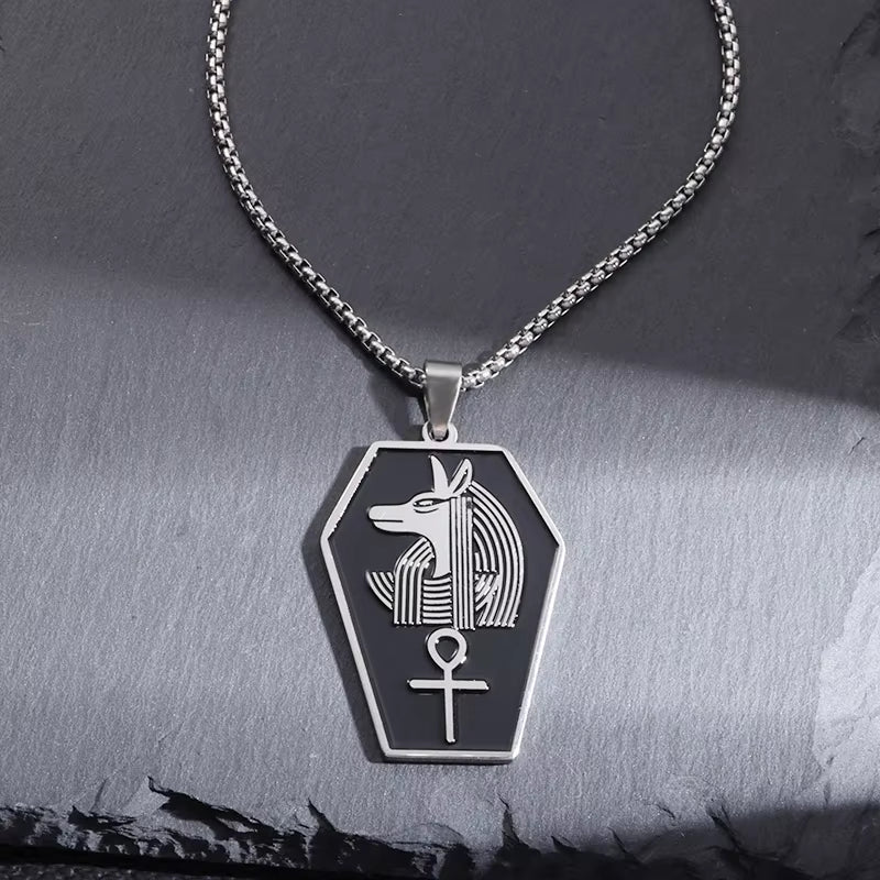 Stainless Steel Ancient Egyptian Ankh Cross Life Key Totem Necklace Men and Women Lucky Amulet Jewelry