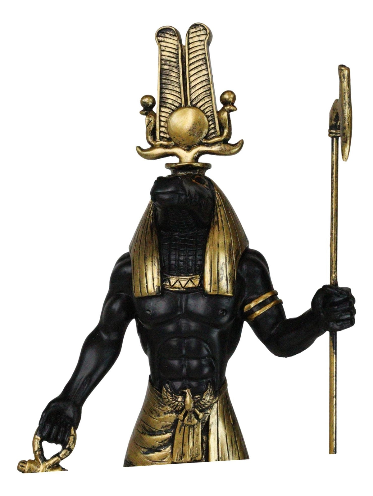 Ebros Black and Gold Egyptian Benevolent God Sobek with Crocodile Head Statue