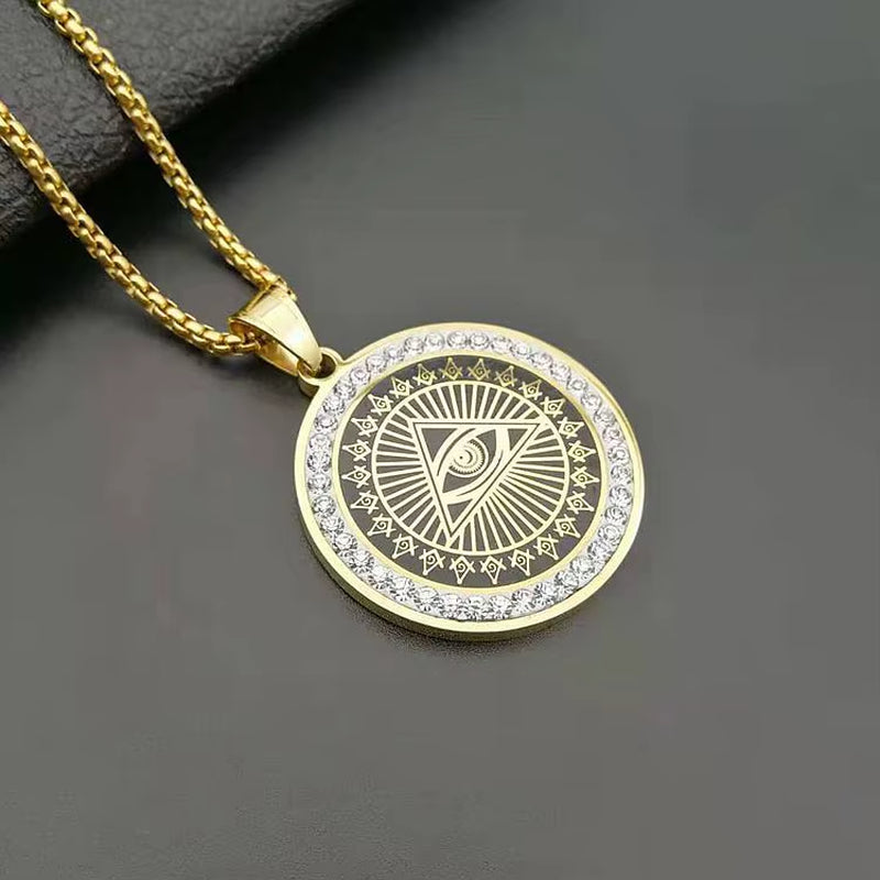 Egyptian Pyramid Evil Eye of Providence Necklaces Pendants Men Women Gold Color Stainless Steel Golden Necklace Egypt Jewelry