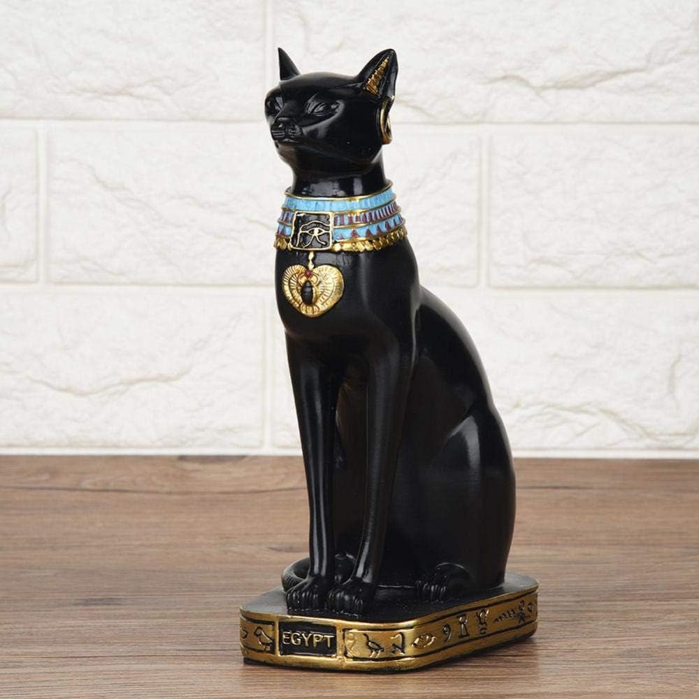 Cat Statue, Egyptian Cat Resin Statue Figurine Household Room Ornament Crafts Gifts Home Decoration(M)