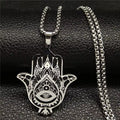 Hamsa Hand of Fatima Stainless Steel Necklaces Men Fatima´S Hand Turkish Eye Necklaces Pendants Jewelry Collier Homme N933S02