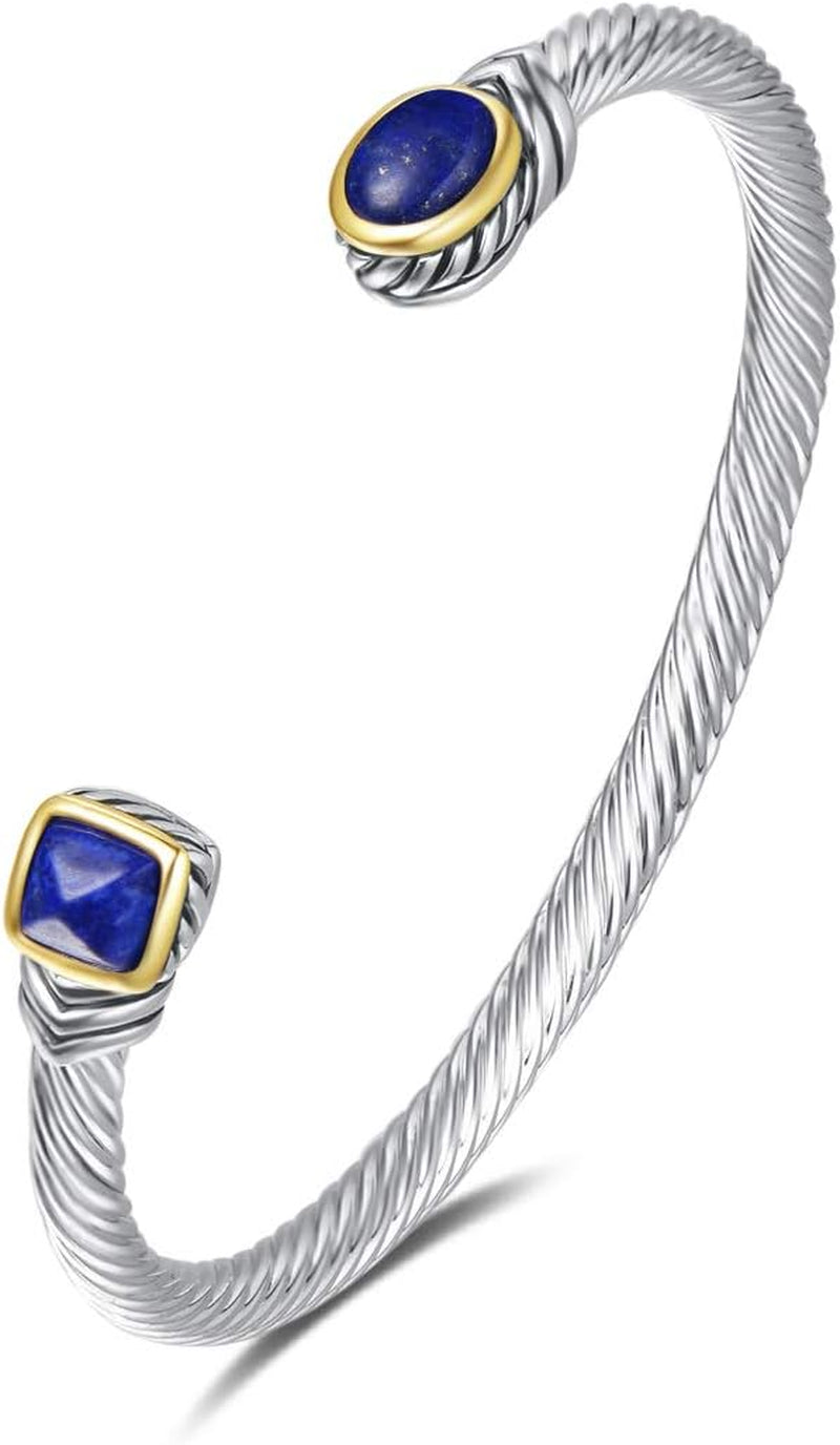 Jewel Bracelet Designer Brand Inspired Women Jewelry 4.5Mm Thin Twisted Cable Wire Bangle Gem Stone Christmas Day Gift