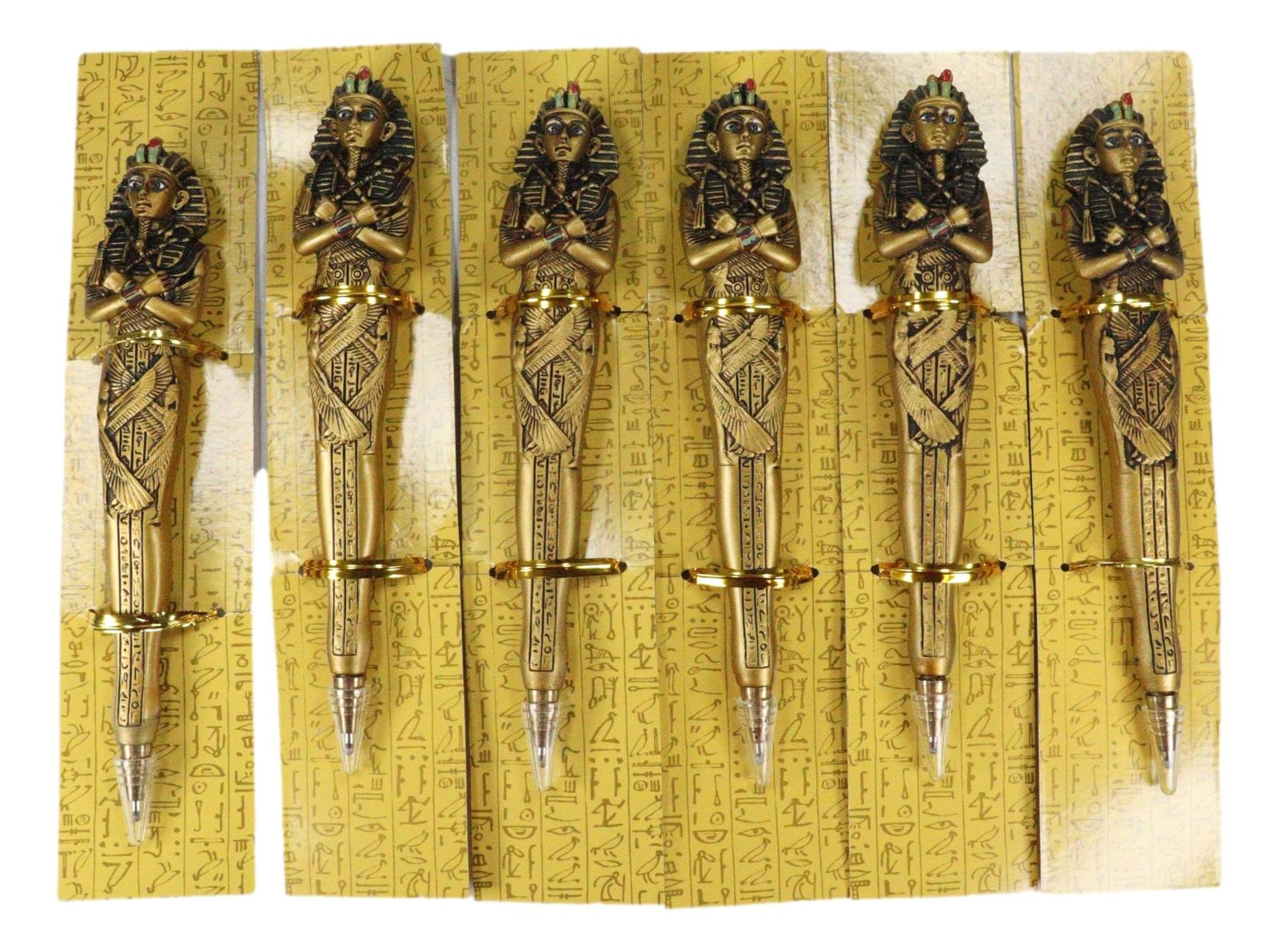Pack of 6 Egyptian Mask of King TUT Pharaoh Sarcophagus Figurine Ballpoint Pens