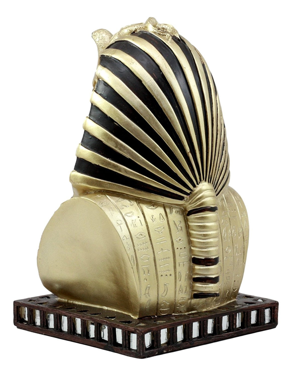Ebros Golden Mask of King Tut Statue 8"H Pharaoh Vulture and Cobra Crown Bust Egyptian Dynasty Decorative Figurine