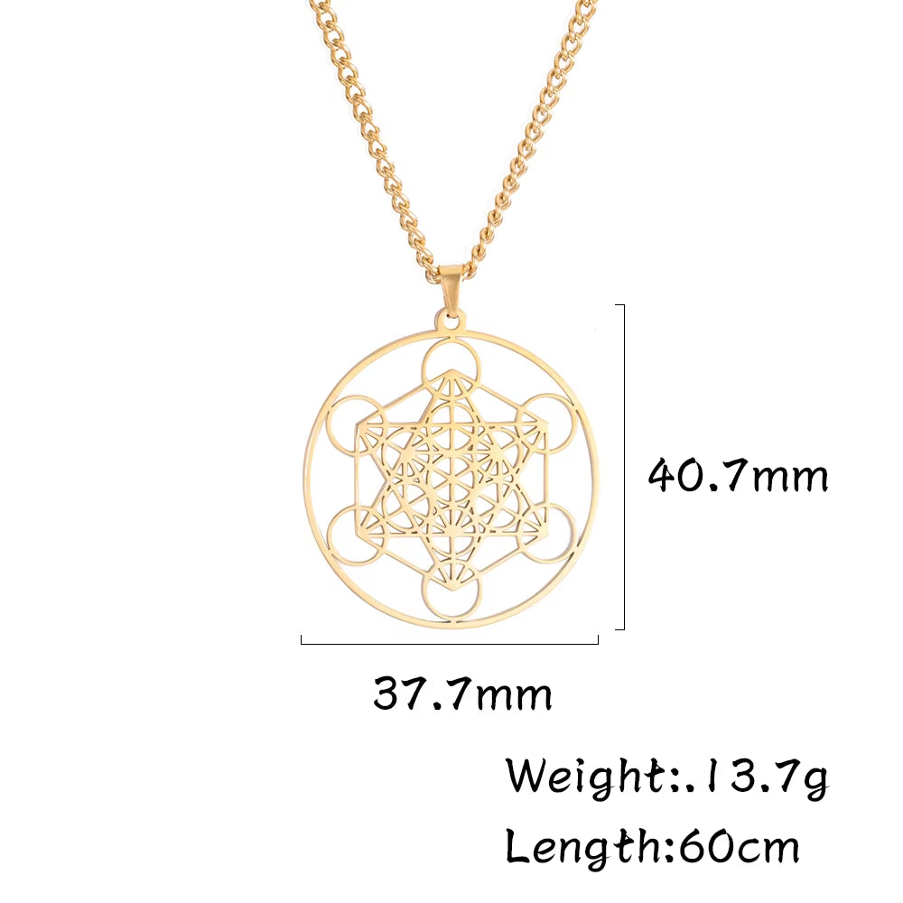 Archangel Metatron Seal Solomon Pendants Necklace for Men Stainless Steel Jewelry Religious Necklaces