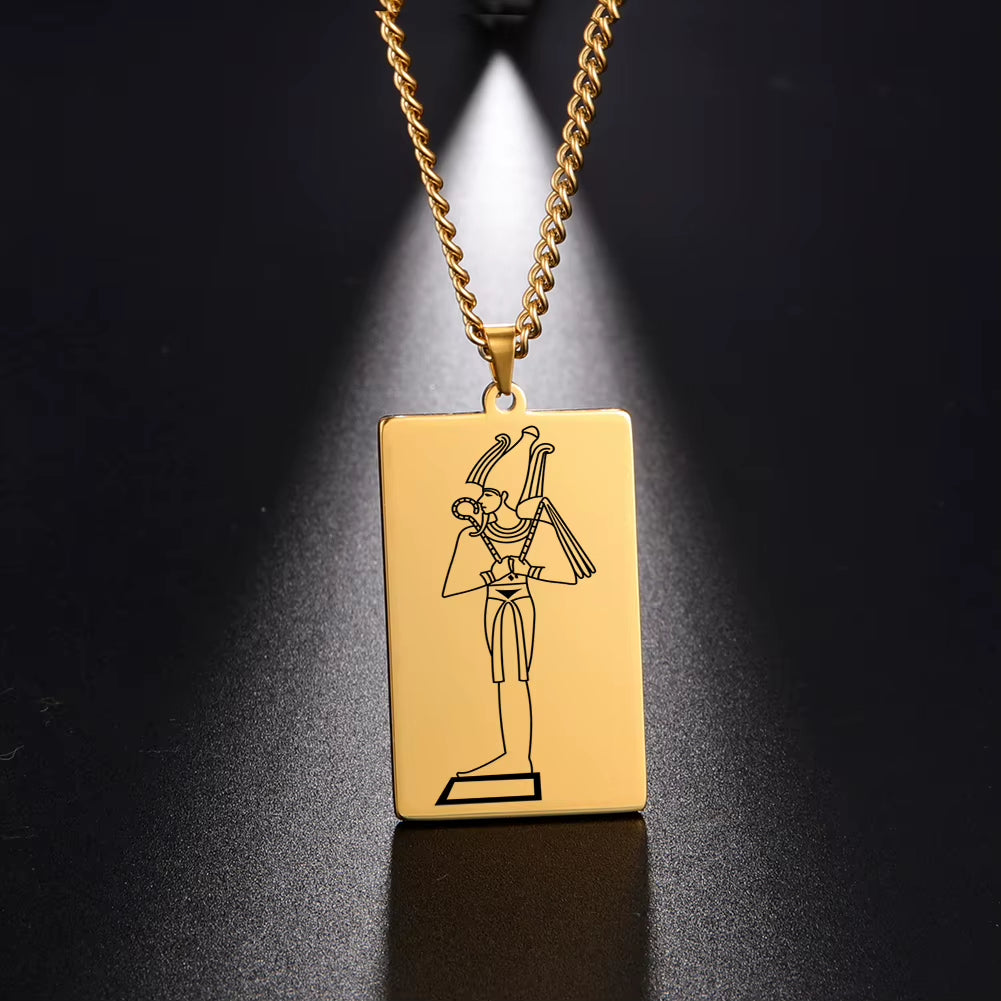 Gold Plated 15 Egyptian God Talisman Pendant Men Women Necklace Egypt God of Magic Wisdom Thoth Ibis-Head Amulet Jewelry Gifts