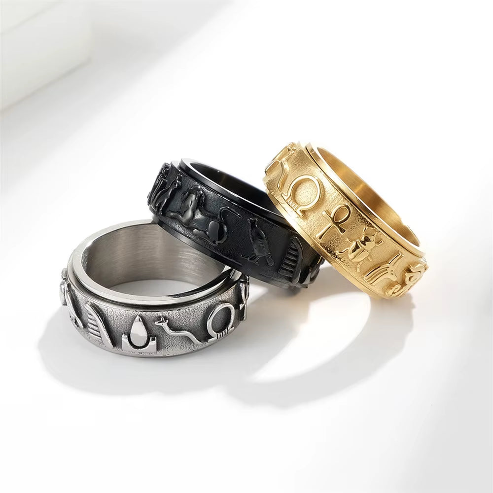 Simple Classic Cross Egyptian Ankh Life Symbol Antique Men'S Ring 316L Stainless Steel Hip Hop Party Figer Jewelry