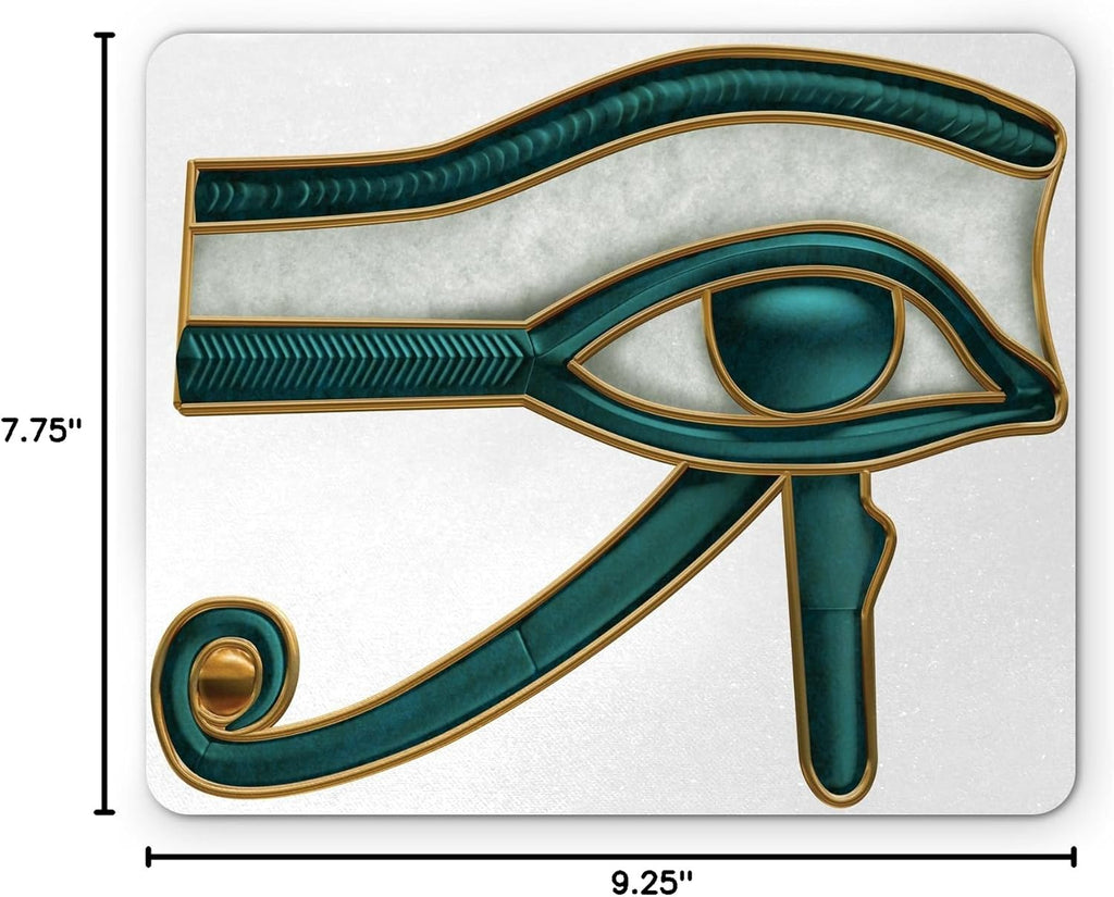 Egyptian Print Mouse Pad, Eye Pattern Egyptian of Protection Image, Rectangle Non-Slip Rubber Mousepad, Standard Size, Earth Yellow Pale Grey