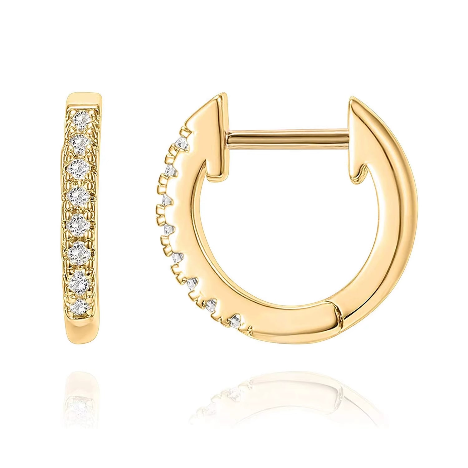 925 Sterling Silver Cubic Zirconia Ear Cuffs 18K Gold Plated Cartilage Hoop Huggie Earrings for Women Stackable Jewelry