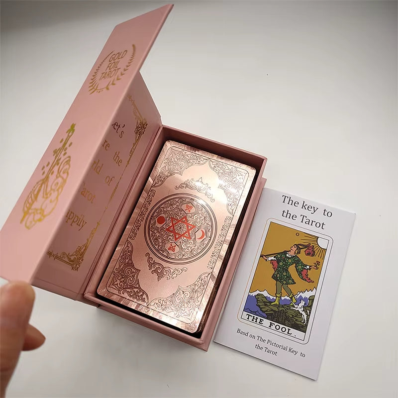 Gold Foil Tarot Plastic Cards Rose Pink Oracle Waterproof Card Deck Mysterious Board Game Divination Cards