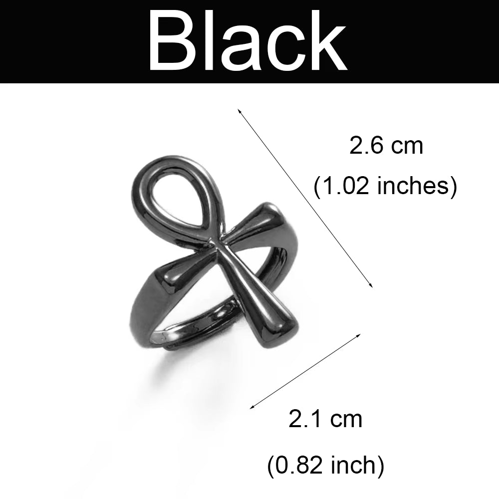 Ankh Ring for Women Girls African Egyptian Cross Charms Finger Ring Jewelry Egypt Hieroglyphs Nile Key @246206