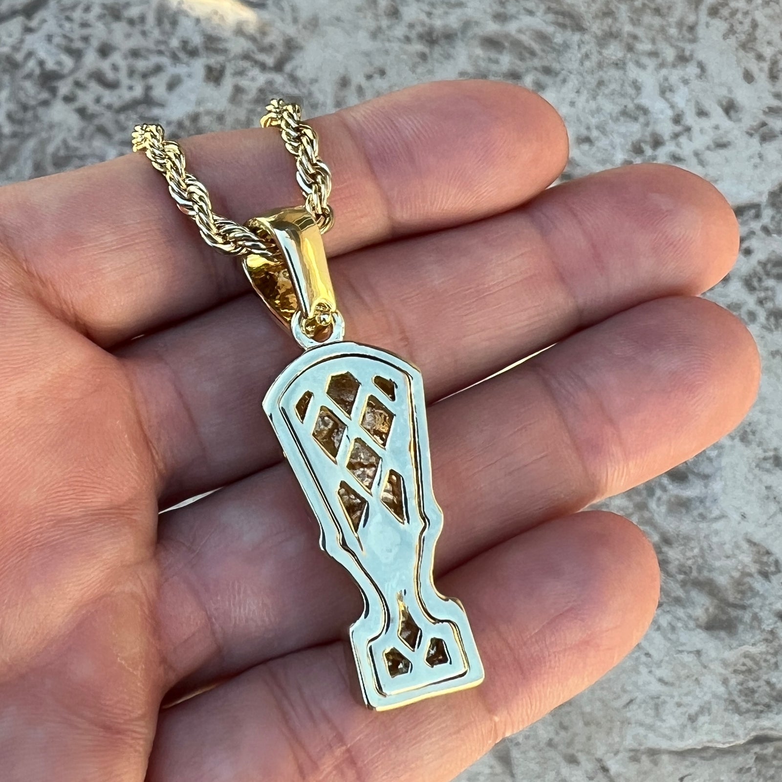 14K Gold Plated Egypt Queen Nefertiti Iced Bling Out Simulated CZ Rope Chain 24"