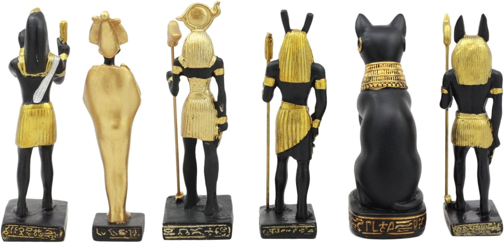 Ebros Egyptian Classical Deities Miniature Figurine Gods of Egypt Dollhouse Miniature Statue Legends of Ancient Egypt Educational Sculpture Collectible (Set of 6 Miniature Deities Assortment 2)