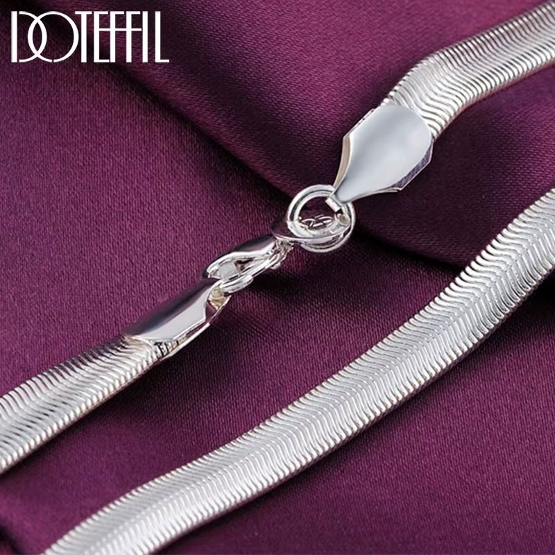 925 Sterling Silver 16/18/20/22/24 Inch 6Mm Flat Snake Chain Necklace for Women Man Fashion Wedding Party Charm Jewelry