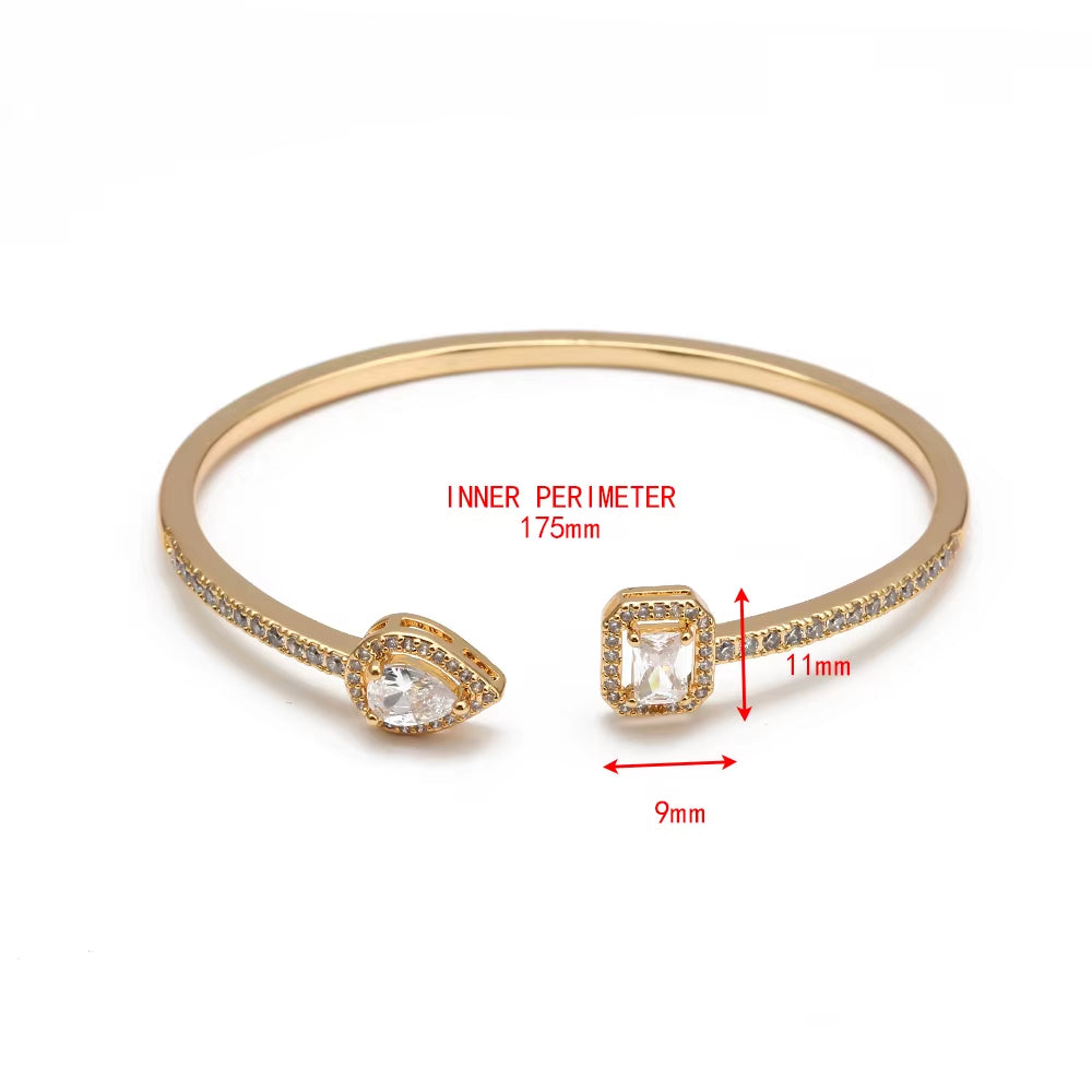 Open Cuff Bracelet Bangle Gold Silver Color Copper Micro Pave Zircon Evil Eye Bangle for Women Men Fashion Jewelry