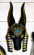 Egyptian God of Afterlife Anubis Head Winged Scarab Bust Wall Plaque Decor 10"H