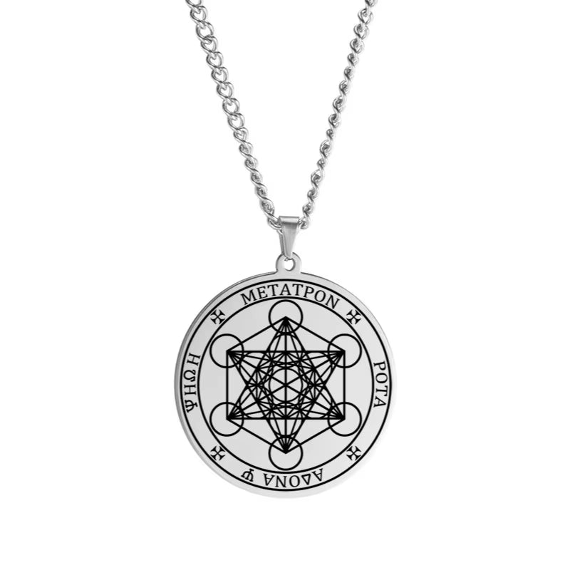 Archangel Metatron Seal Solomon Pendants Necklace for Men Stainless Steel Jewelry Religious Necklaces