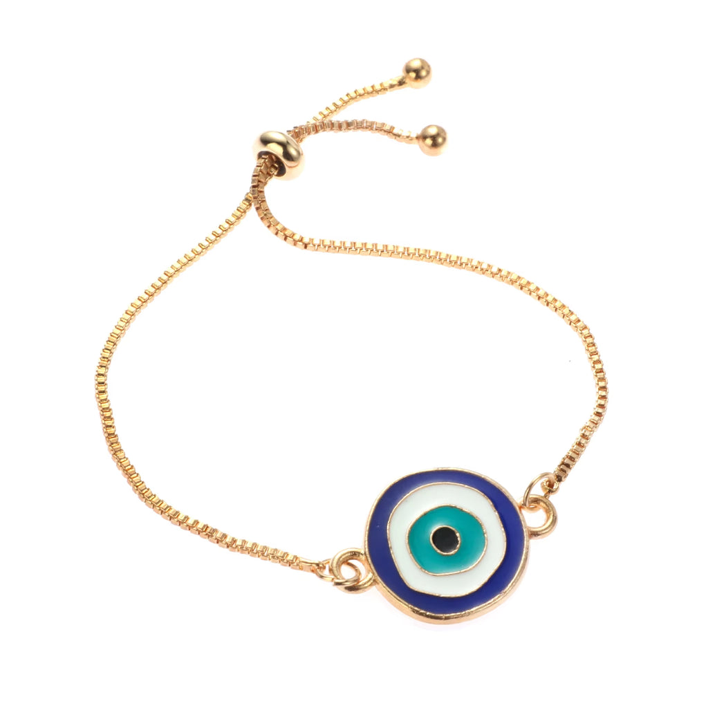 New Fashion Turkish Blue Evil Eye Bracelet for Women Simple Adjustable Lucky Chain Zircon Eye Bracelet Jewelry Birthday Gifts