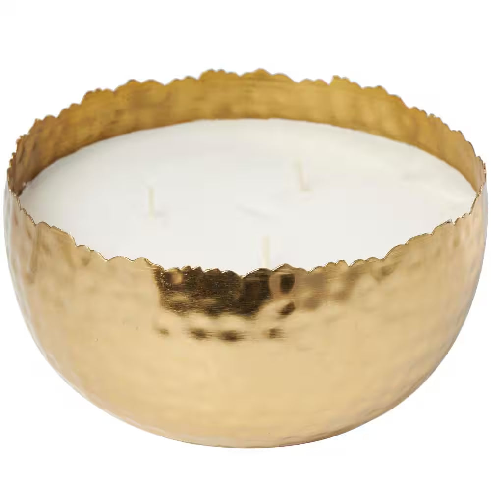 Gold Egyptian Mint Scented Hammered 30 Oz. 3 Wick Candle with White Wax
