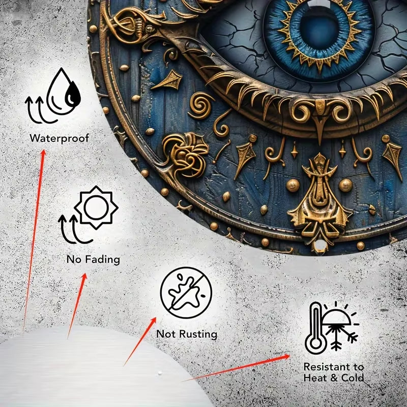 Metal Signage with All-Seeing Eye - Ancient Egyptian Wall Hanging Decoration, Living Dining Room -Pyramid Themed Home Decor Gift