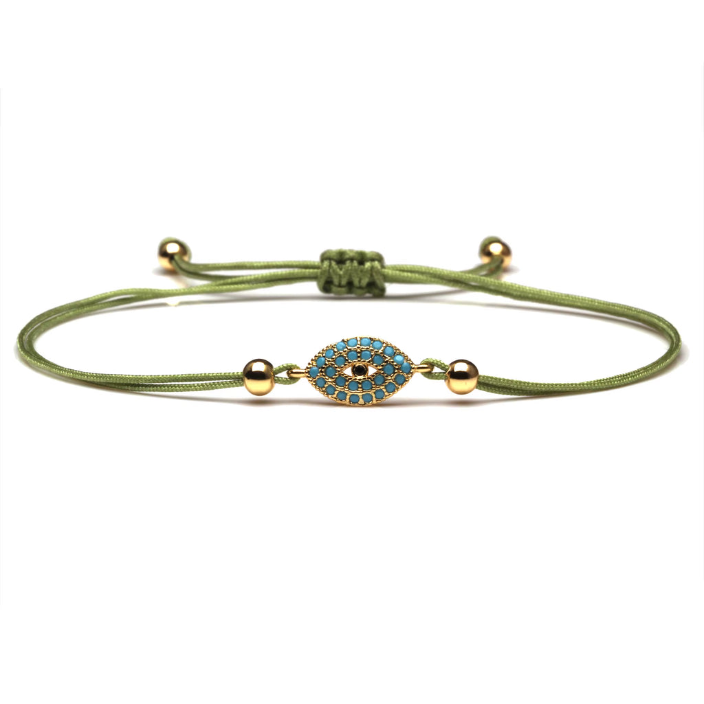 AAA Cubic Zirconia Greek Copper Evil Eye Charm Bracelet Women Girl CZ Blue Red String Luck Protect Creative Luxury Jewelry Gift