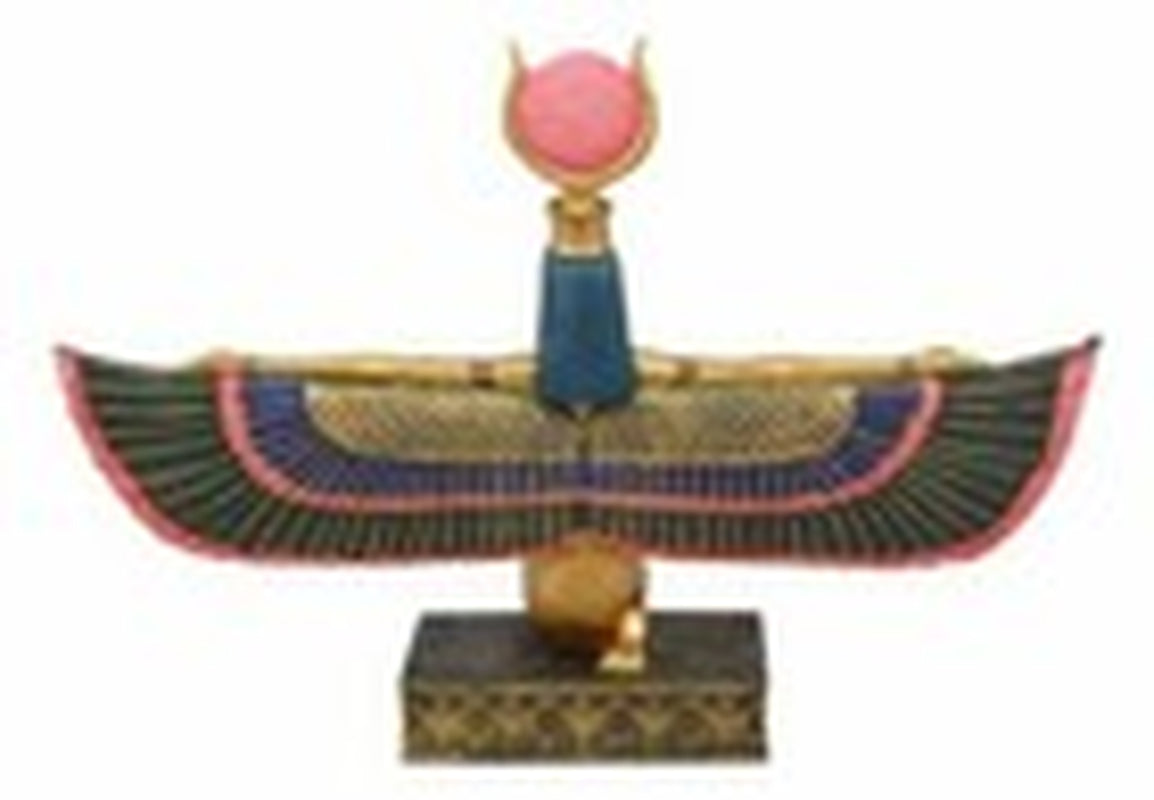 Egyptian Goddess of Motherhood Kneeling Isis with Open Wings Statue 12.75"Long