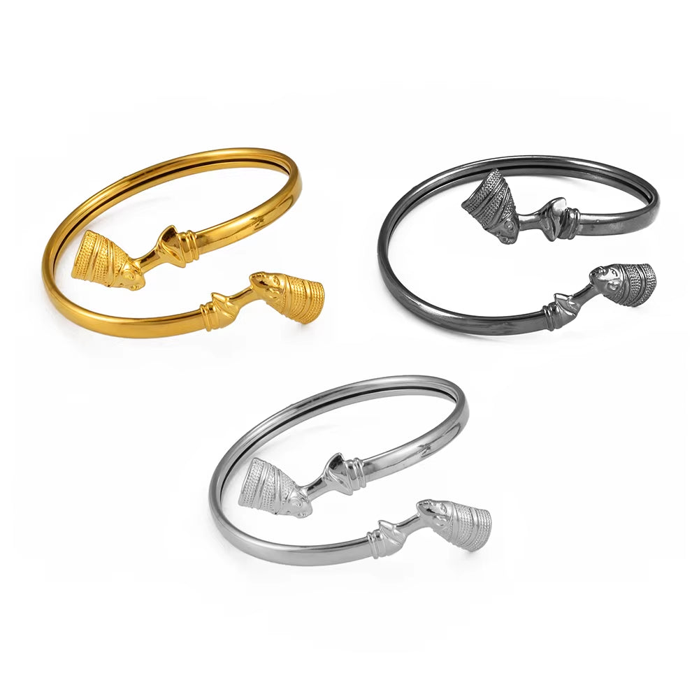 Egyptian Queen Nefertiti Cuff Bracelet African Ancient Egypt Banglets Jewelry Wholesale Party National Ethnic #248106